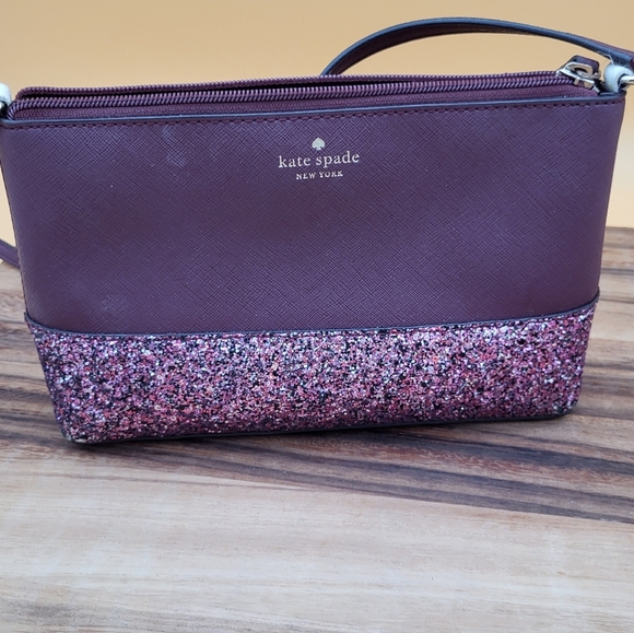 Kate Spade Burgundy and Pink Glitter Bag